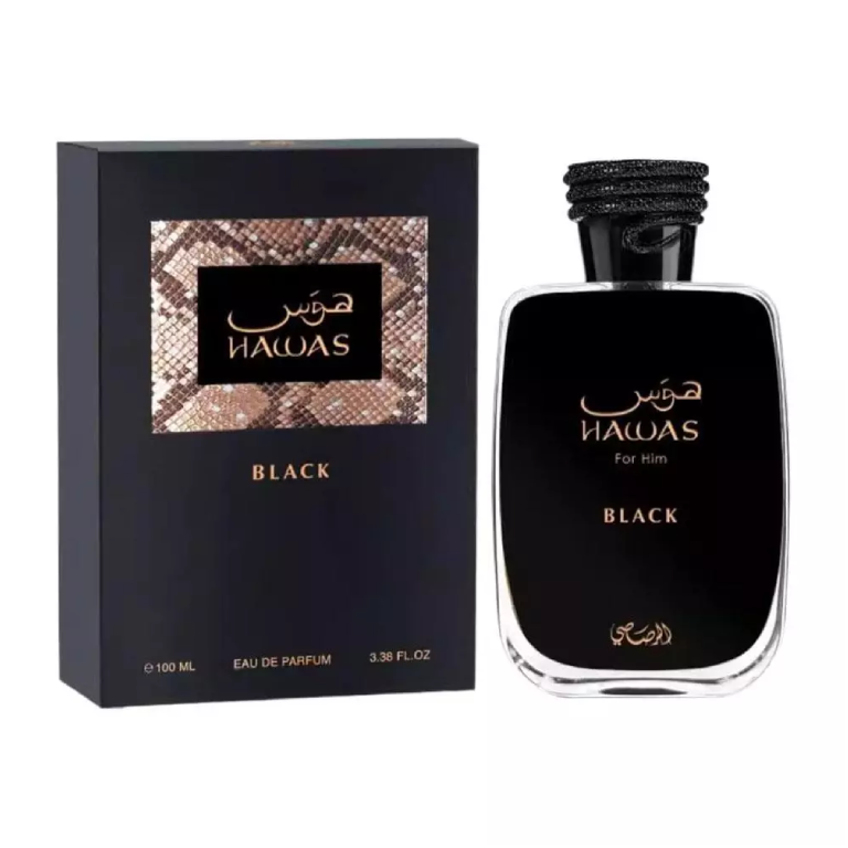 Parfum Rasasi Hawas Black pour homme notes ananas bergamote patchoul